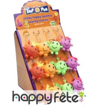 Boite de 12 portes clés smiley