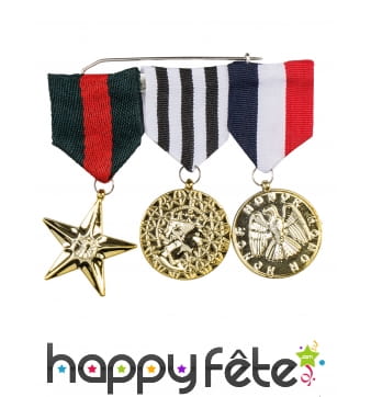Broche de 3 médailles d'honneur en tissus