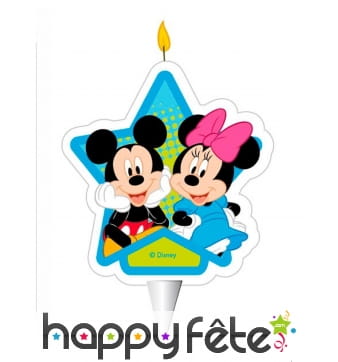 Bougie d'anniversaire Mickey et Minnie de 7,5 cm