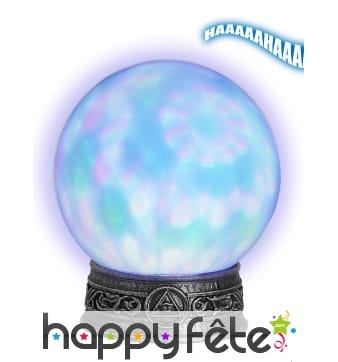 Boule de cristal lumineuse sur pied, 25cm