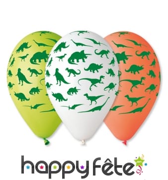 Ballons décorés de petits dinosaures
