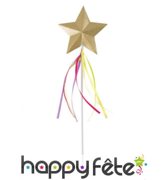 Baguette de fée avec étoile dorée et franges