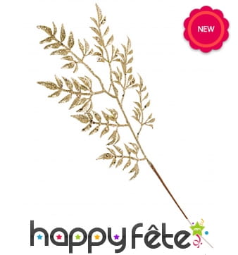 Branche de feuilles couleur champagne, 65cm