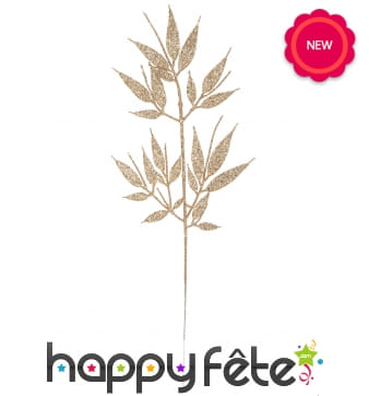 Branche de feuilles cuivrées pailletées de 40cm