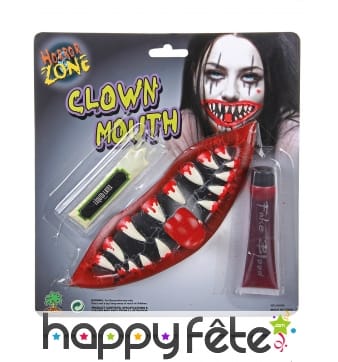 Bouche de monstre en kit avec latex et faux sang