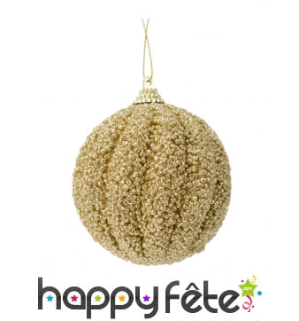 Boule de Noel Dorée Élégante à Paillettes, 8cm