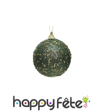 Boule de Noël Verte à Paillettes, 8cm