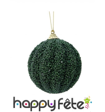 Boule de Noel Verte Élégante à Paillettes, 8cm