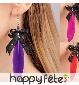 Boucles d'oreilles avec plume adulte