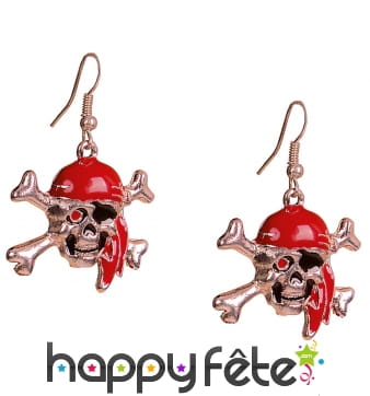 Boucles d'oreilles de pirate, tête de mort
