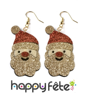 Boucles d'oreilles en forme de tête de père noel