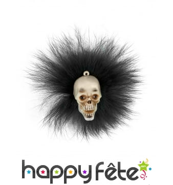 Broche de tête crâne avec plumettes noires