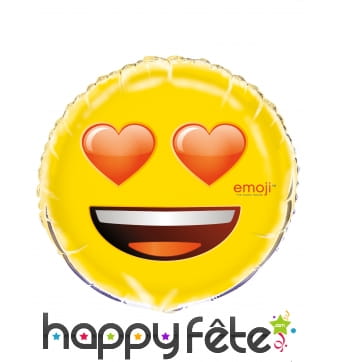 Ballon émoticone coeurs dans les yeux