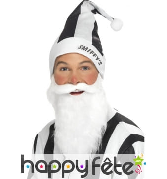 Barbe et chapeau pere noel blanc noir