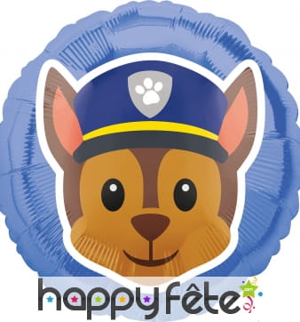 Ballon émoticone de Chase, Pat Patrouille 43cm