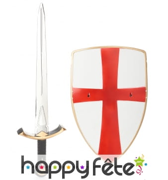 Bouclier et épée de croisé, en plastique
