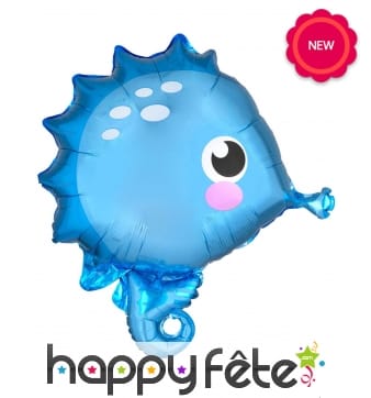 Ballon en forme d'hippocampe bleu de 53cm
