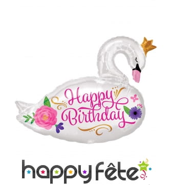 Ballon en forme de Cygne happy birthday,55 x 73 cm