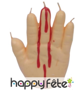 Bougie en forme de main qui saigne