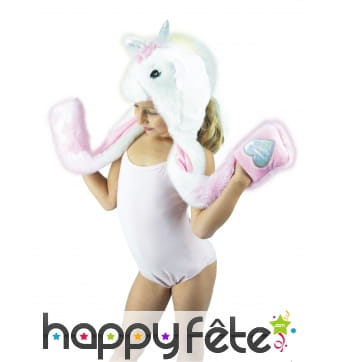 Bonnet écharpe licorne pour enfant