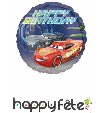 Ballon Happy Birthday Cars rond de 43cm