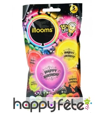Ballons Happy Birthday lumineux
