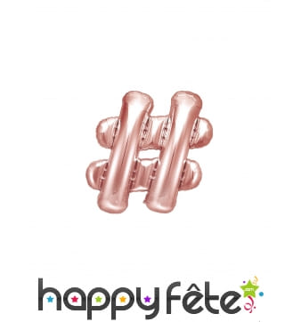 Ballon hashtag rose doré de 35 cm