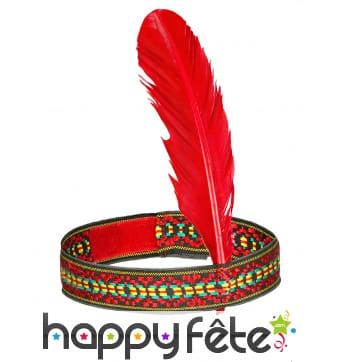 Bandeau indien avec plume rouge de 25 cm
