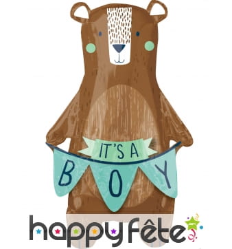 Ballon It's a boy en forme d'ours brun, 50 x 86 cm