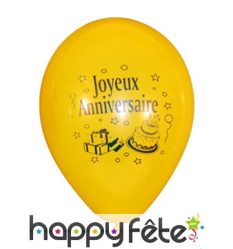 Ballons Joyeux Anniversaire jaunes