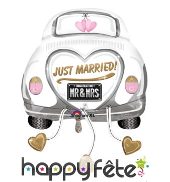 Ballon just married en forme de voiture
