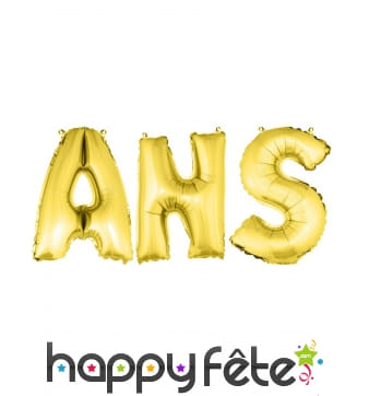 Ballons lettres ANS dorés de 36 cm