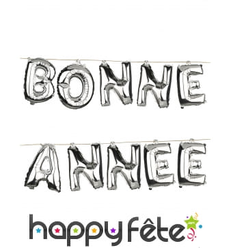 Ballons lettres formant "Bonne Année" en aluminium