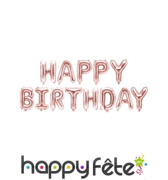 Ballons lettres Happy Birthday rose de 35 cm