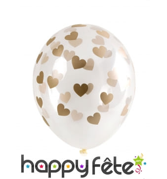Ballons Latex Transparent Curs Dorés 30 cm