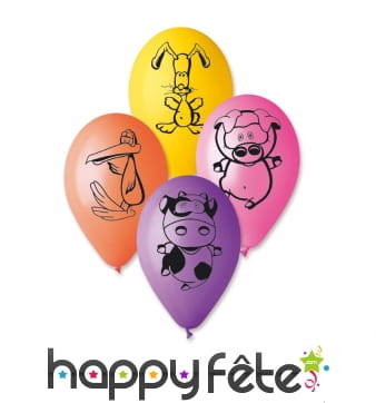 Ballons motifs animaux de la ferme rigolos