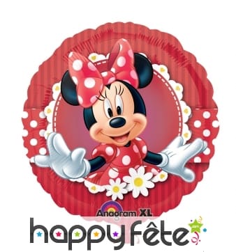 Ballon Minnie Mouse rond en aluminium