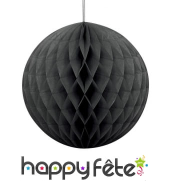 Boule noire alvéolée en papier de 20cm