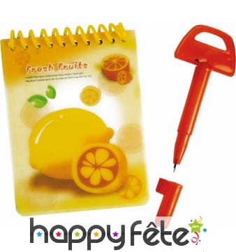 Bloc notes fruits avec stylo
