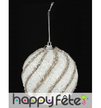 Boule Noël Féerique Spirales Dorées, 8cm