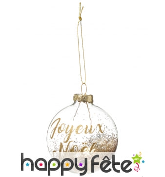 Boule Noël Transparente Joyeux Noël, 7cm