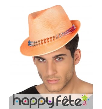 Borsalino orange clouté multicolore 12x28cm