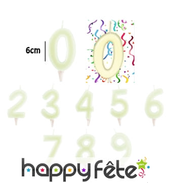 Bougies phosphorescentes en chiffres de 6 cm