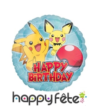 Ballon Pokémon Happy Birthday de 43cm