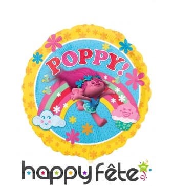 Ballon Poppy Trolls rond de 43 cm en aluminium