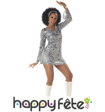 Bandeau robe courte disco zébrée effet brillant