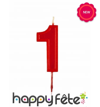 Bougie rouge chiffre 1 en cire