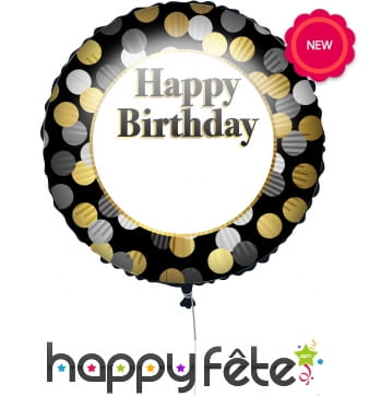 Ballon rond d'anniversaire personnalisable, 43cm
