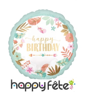 Ballon rond happy birthday flèche indien de 43 cm