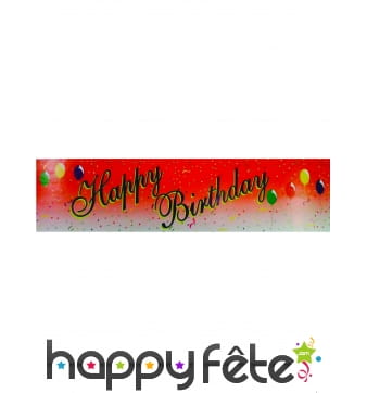 Banderole rouge happy birthday de 16 x 244 cm